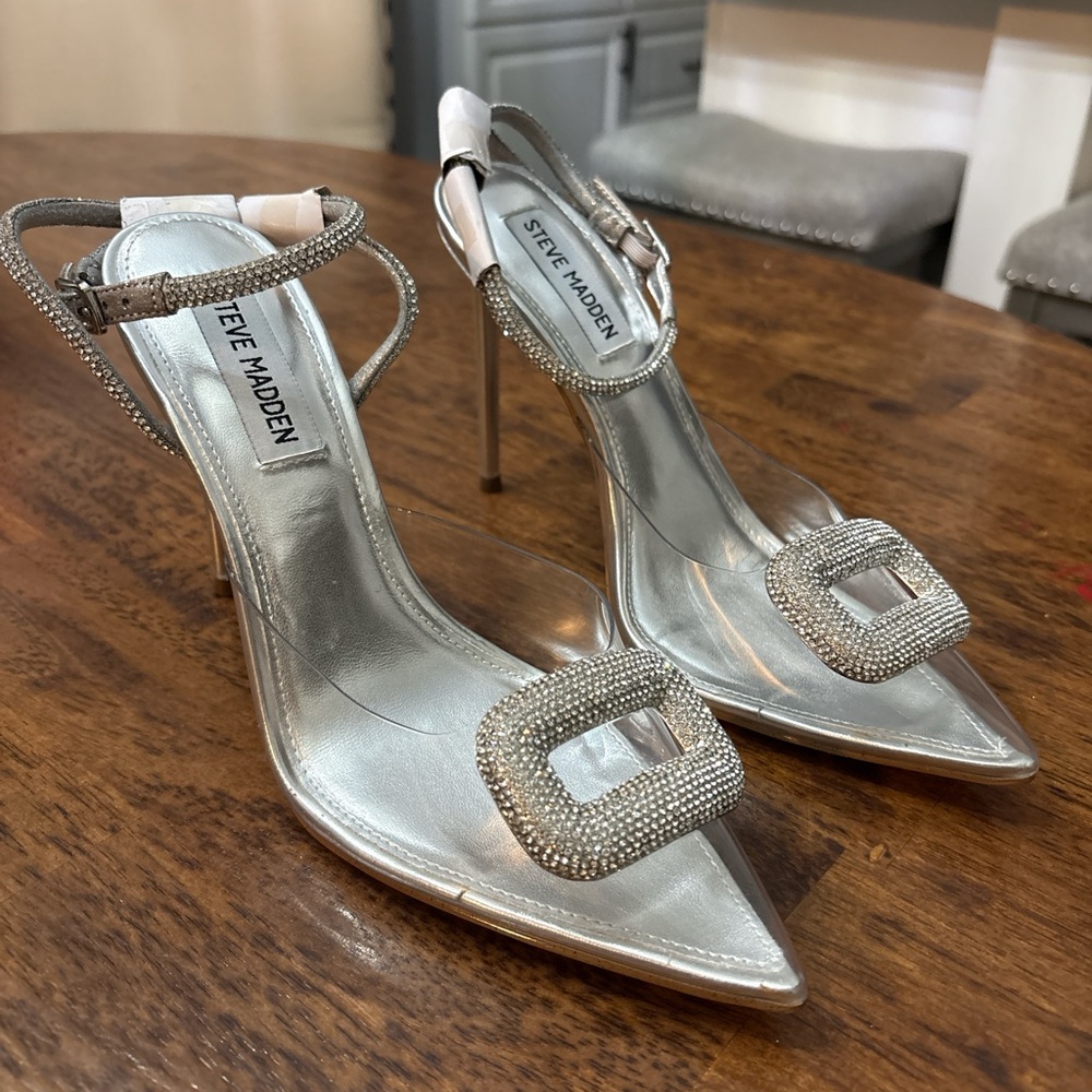 Steve Madden Metallic Silver Heels